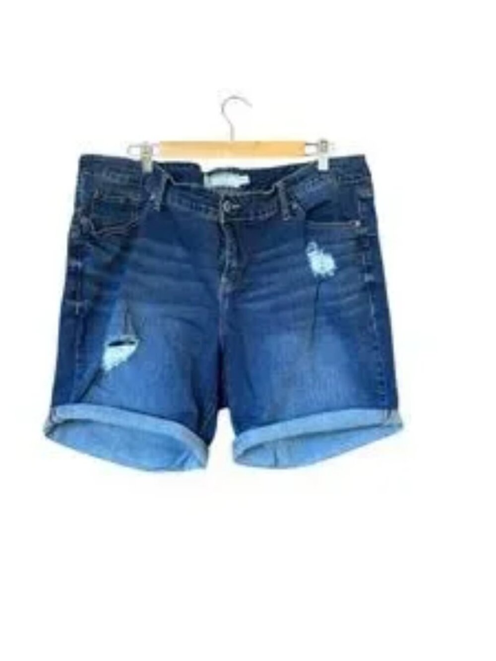 Torrid Denim Women's Size 22 Distressed Cuffed Jean Shorts Dark Wash Stretch